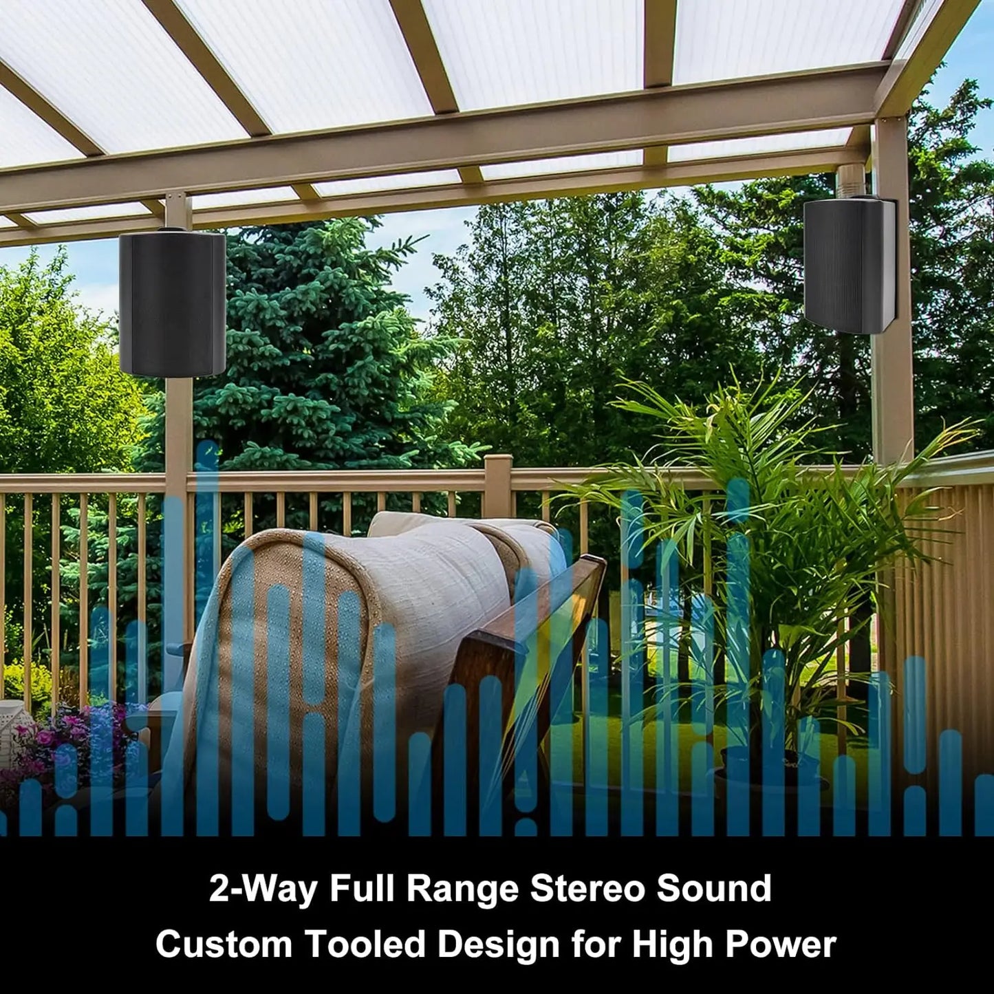 Herdio Passive Outdoor Speakers Wired Waterproof All-Weather Durability 400W Mounted  with Tweeter for Patio Backyard (2 Pairs)