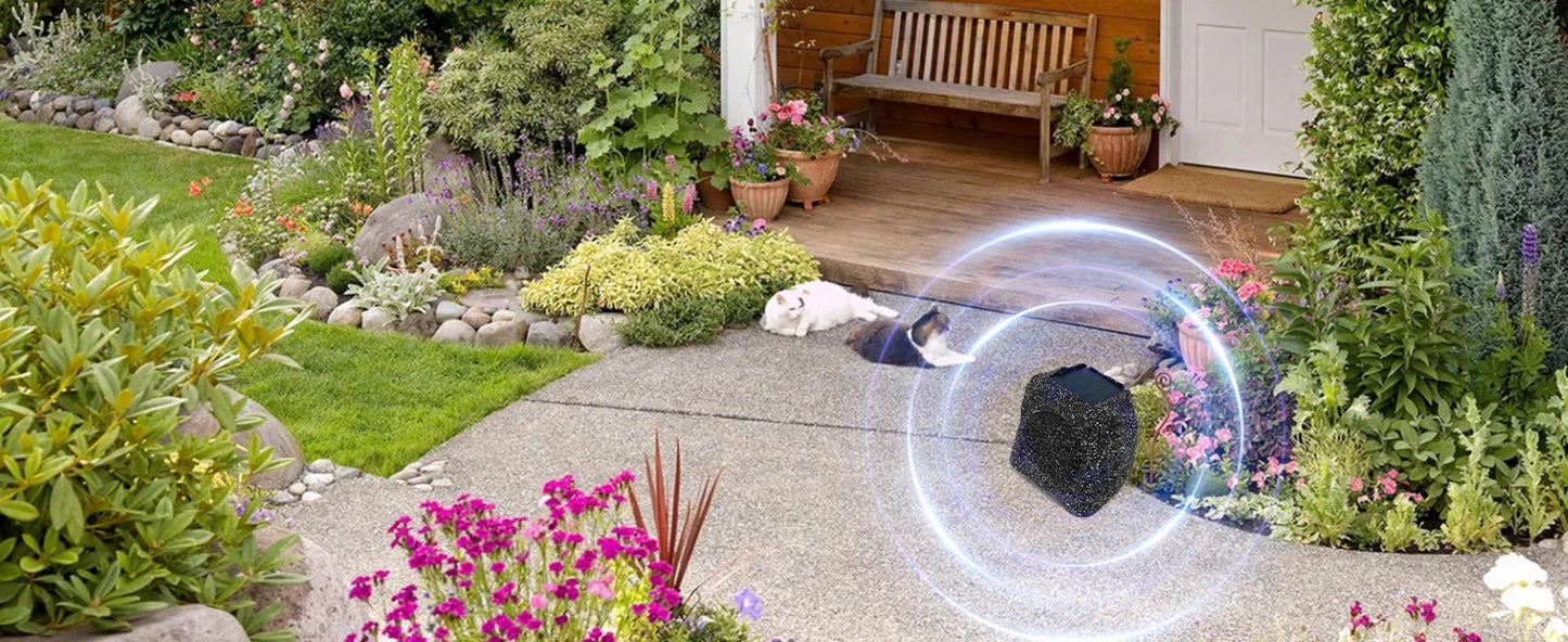 Herdio 8" Rock Speakers Outdoor IPX7 Waterproof Bluetooth Wireless Solar Powered Max 120W With Rechargeable Battery For Garden