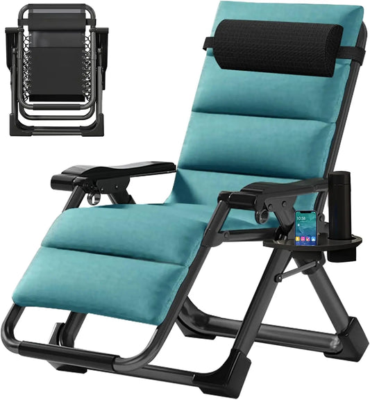 Zero Gravity Chair, Reclining Lounge Chair with Removable Cushion & Tray for Indoor and Outdoor, Patio Recliner Folding Reclinin
