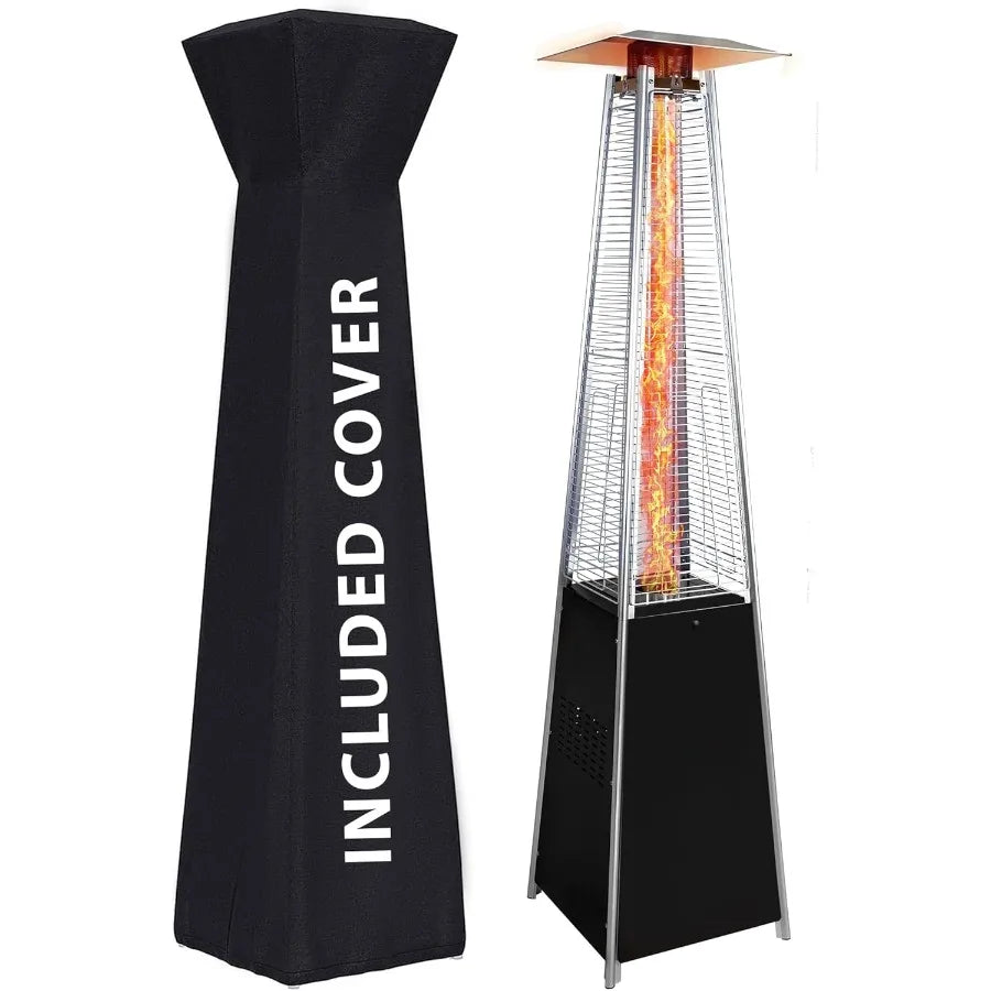 48000 BTU Propane Patio Heater with Detachable Wheels and Protective Cover for Outdoor Use in Gardens Patios and Terraces Effic