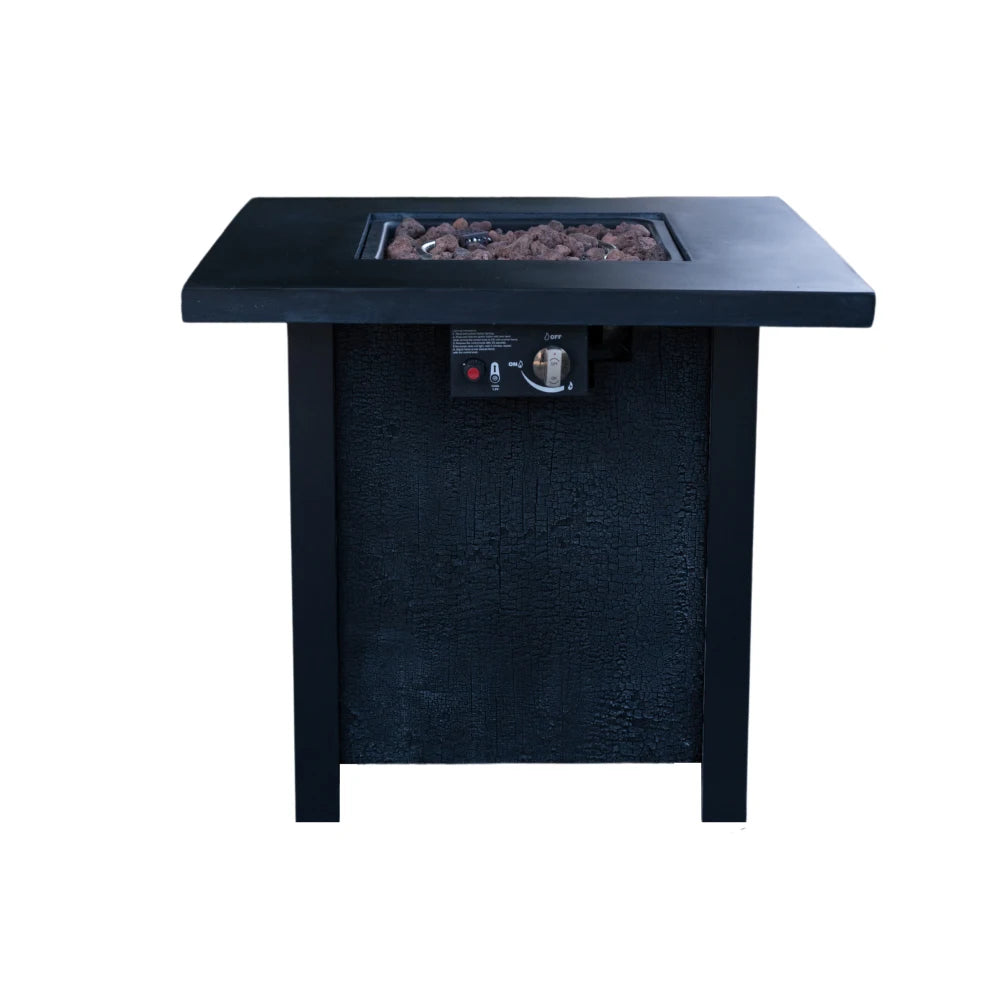 25"H Outdoor Patio Propane Fire Pit Table -50k BTU, High-temp Carving, Eco-material, Rattan Weave Grain Effect