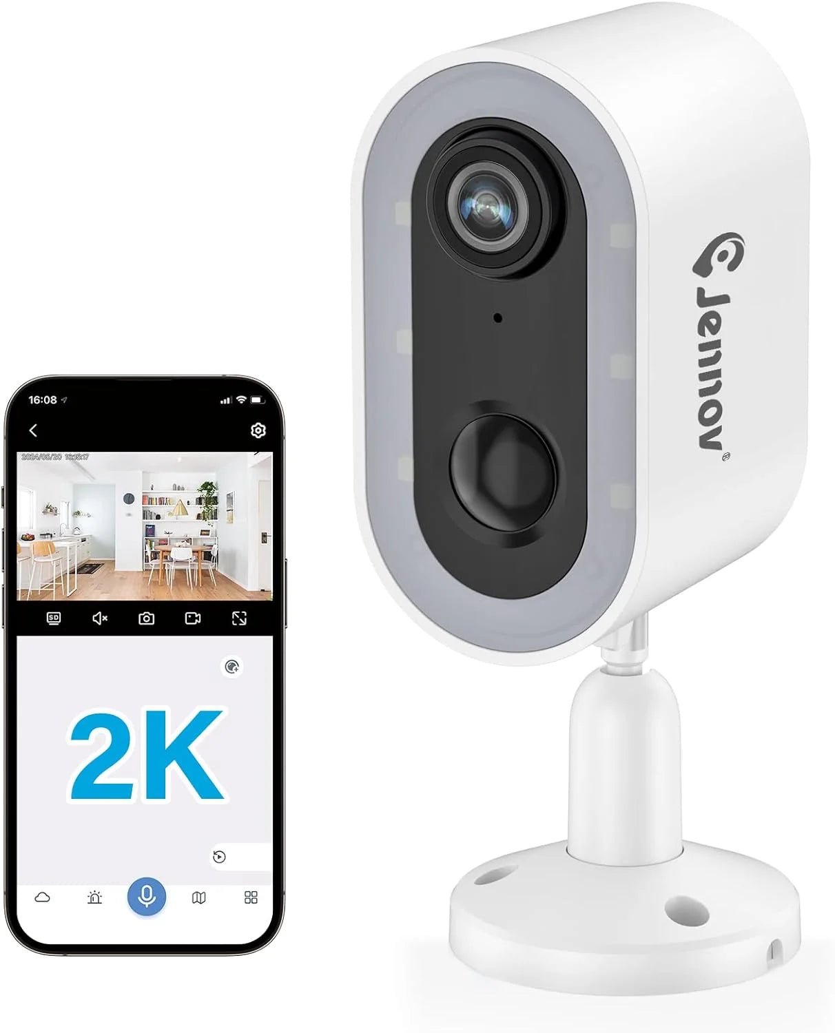 Jennov 3MP Security Camera Wireless WiFi Camera Battery Powered with Color Night Vision Two-Way Talk for Outdoor Home Camera