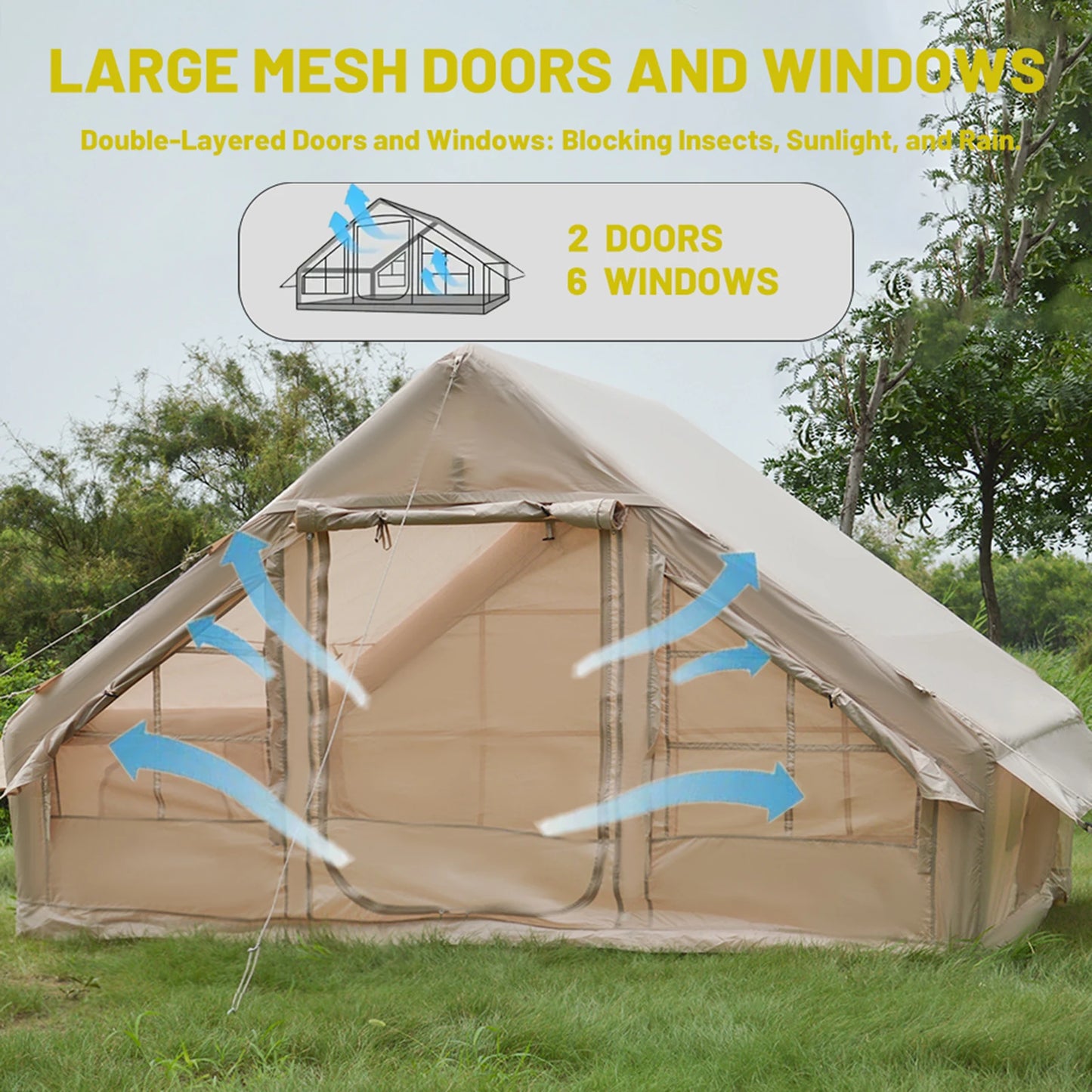Inflatable Camping Tent Easy Setup Waterproof Windproof Outdoor Self-Supporting blow up tent portable house hiking